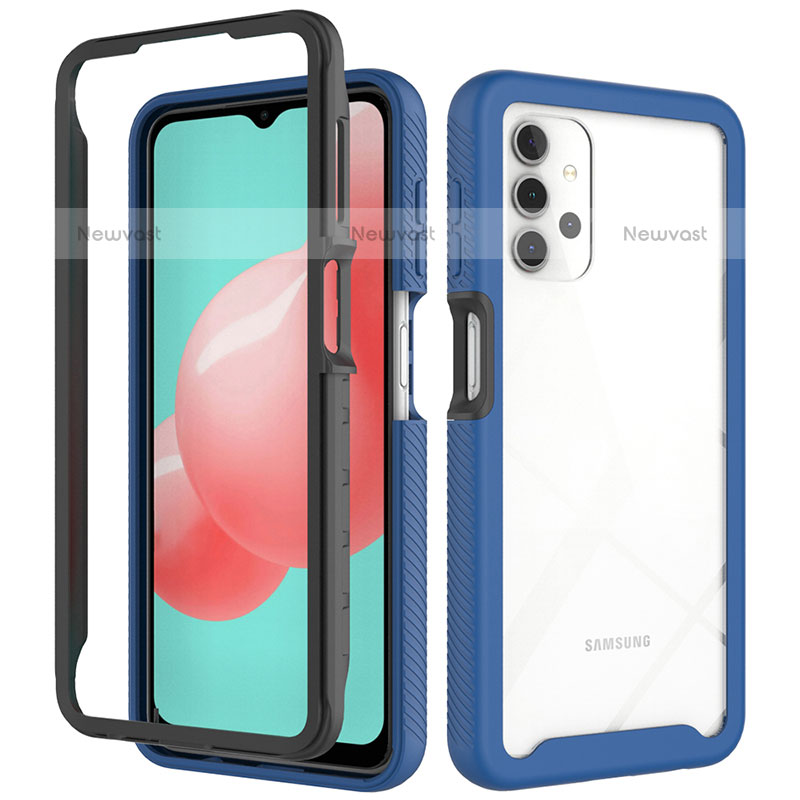 Silicone Transparent Frame Case Cover 360 Degrees ZJ6 for Samsung Galaxy M32 5G Blue
