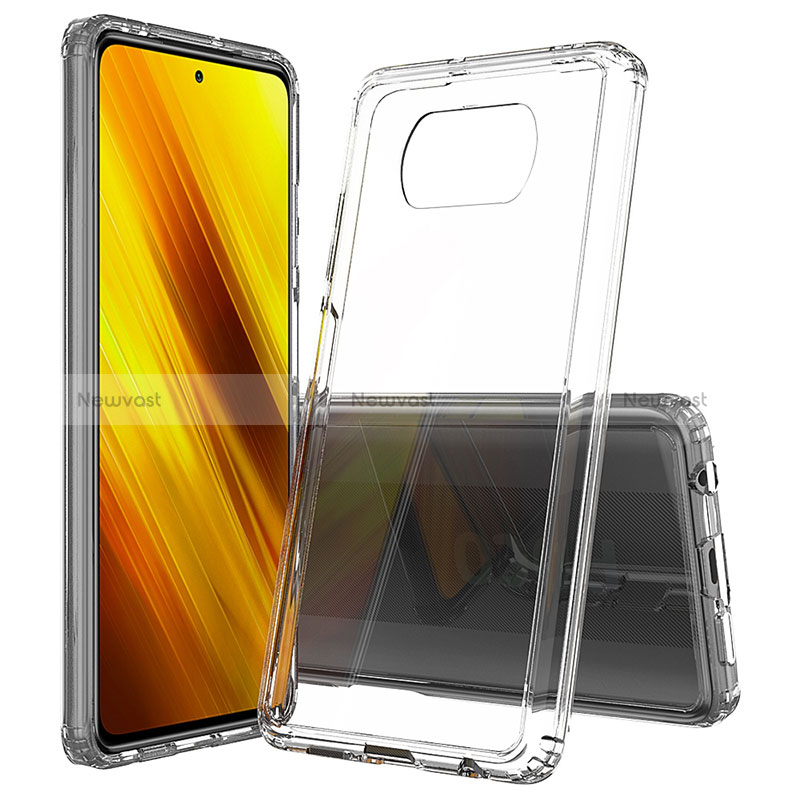 Silicone Transparent Frame Case Cover 360 Degrees ZJ6 for Xiaomi Poco X3 NFC Clear
