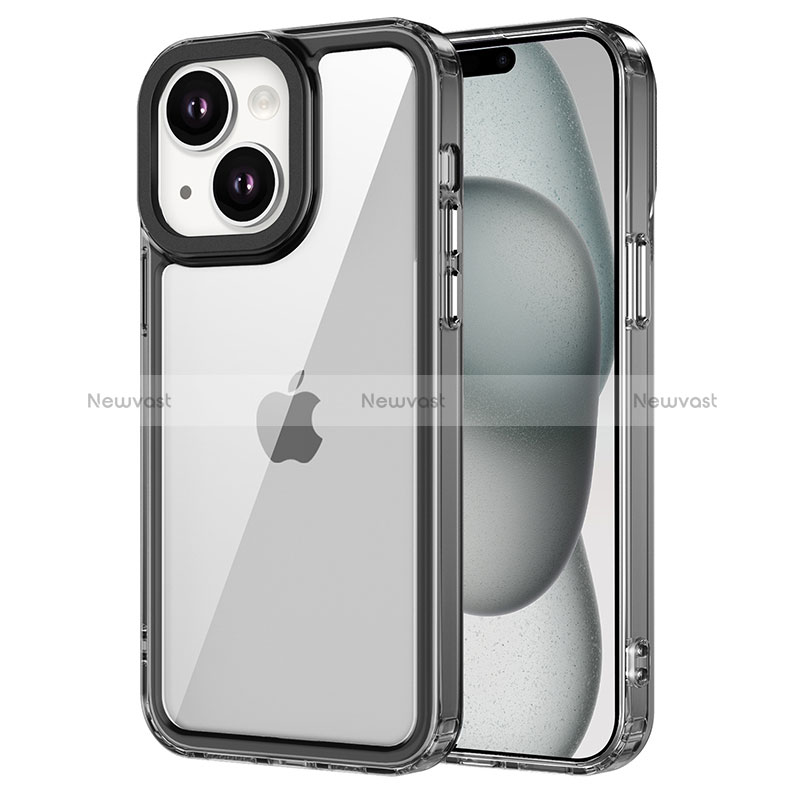 Silicone Transparent Frame Case Cover AC1 for Apple iPhone 13 Black