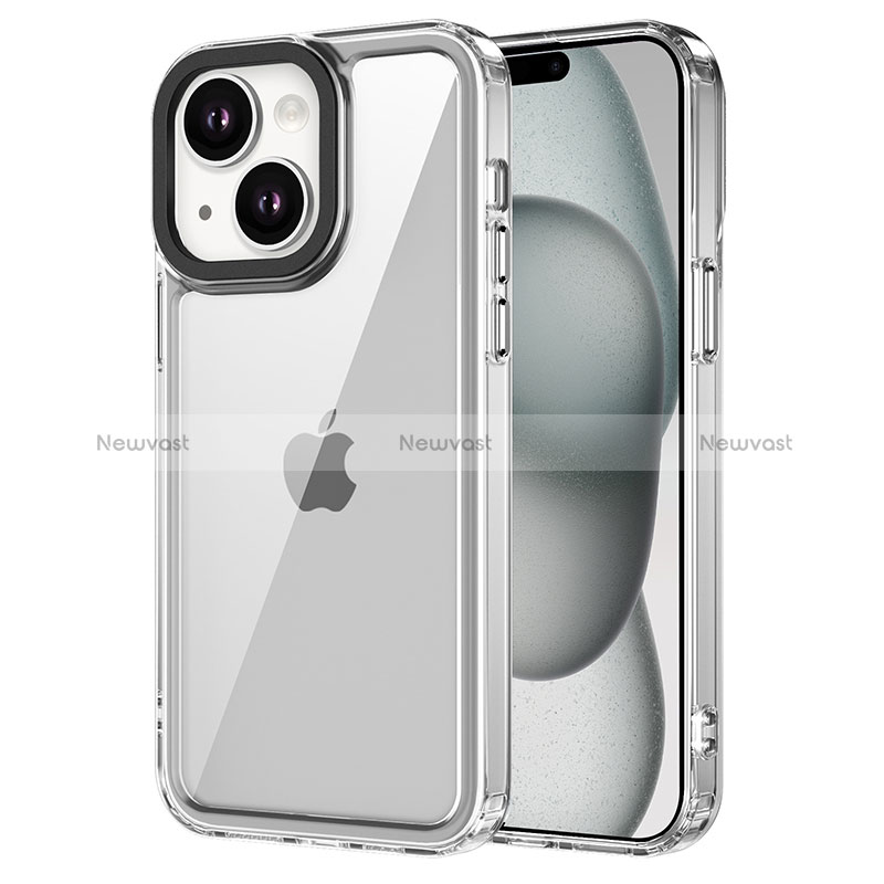 Silicone Transparent Frame Case Cover AC1 for Apple iPhone 13 Clear