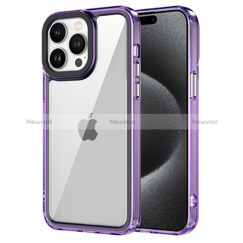 Silicone Transparent Frame Case Cover AC1 for Apple iPhone 13 Pro Clove Purple