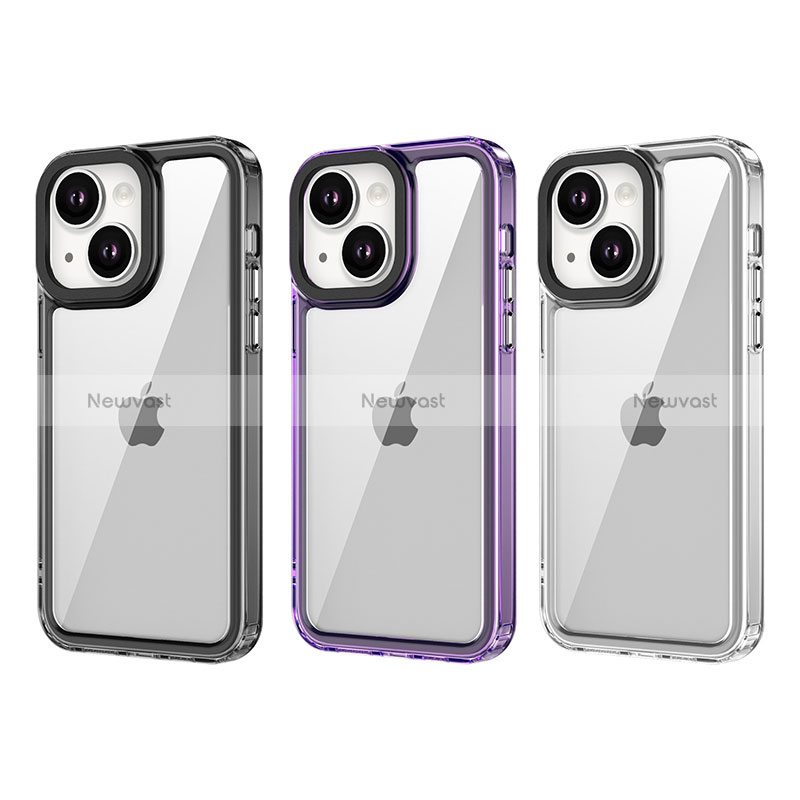 Silicone Transparent Frame Case Cover AC1 for Apple iPhone 14 Plus