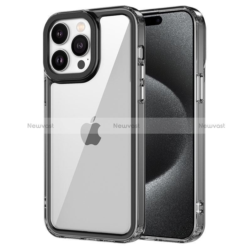 Silicone Transparent Frame Case Cover AC1 for Apple iPhone 14 Pro Black