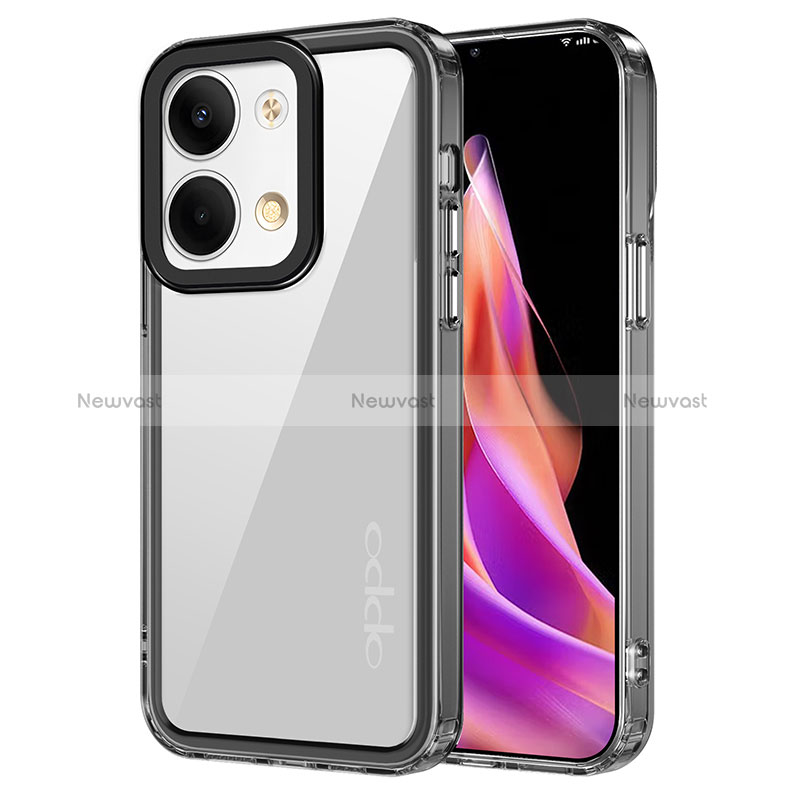 Silicone Transparent Frame Case Cover AC1 for Oppo Reno9 5G Black