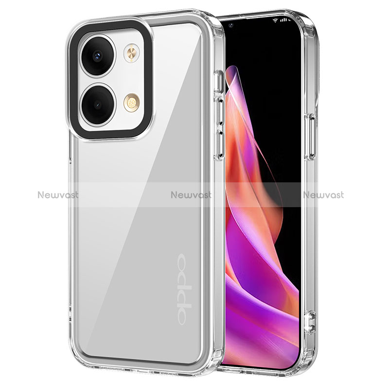 Silicone Transparent Frame Case Cover AC1 for Oppo Reno9 5G Clear