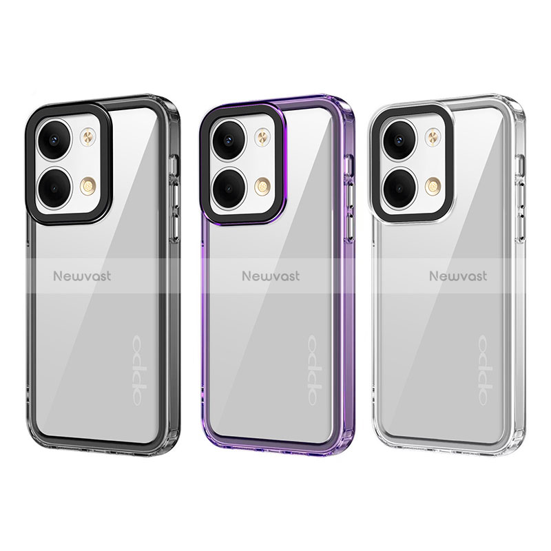 Silicone Transparent Frame Case Cover AC1 for Oppo Reno9 Pro 5G