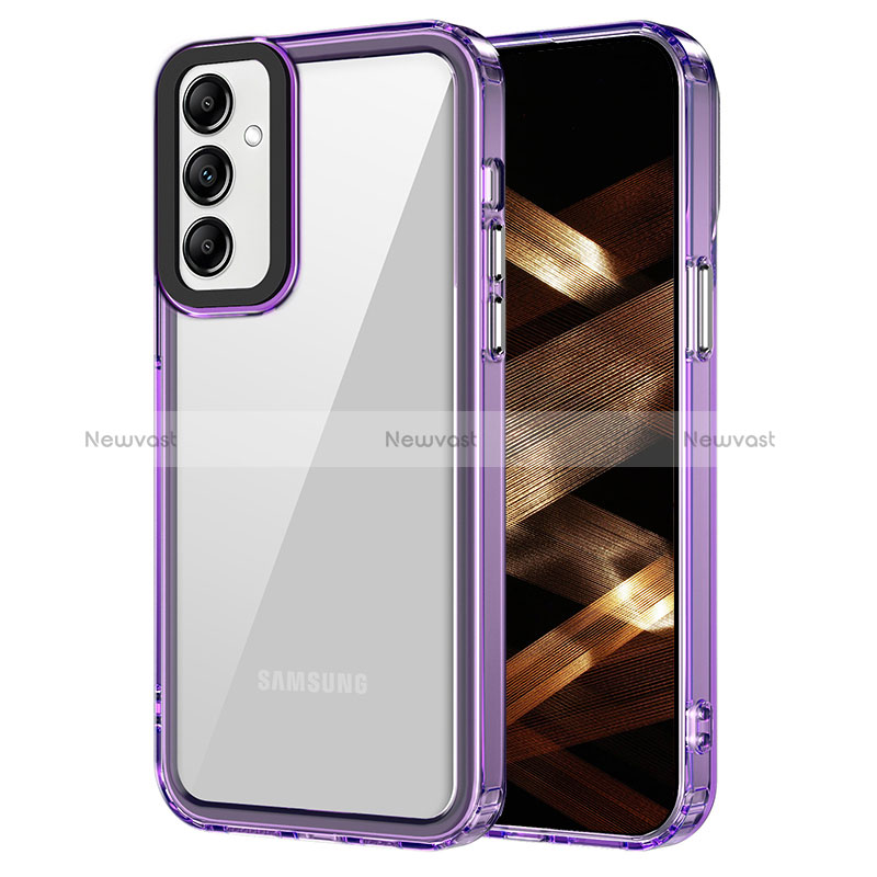 Silicone Transparent Frame Case Cover AC1 for Samsung Galaxy A14 5G Clove Purple