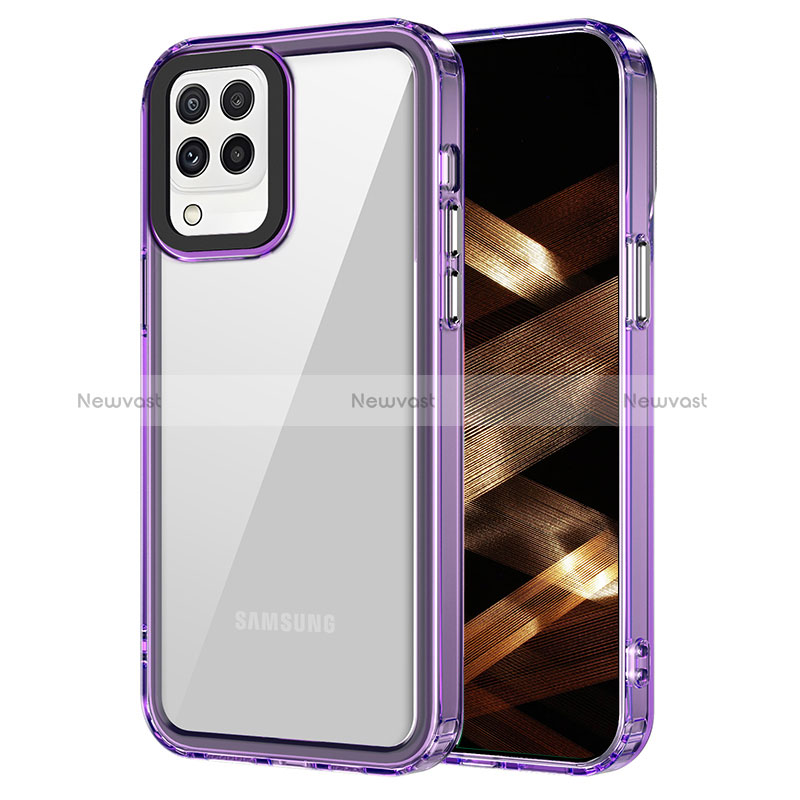Silicone Transparent Frame Case Cover AC1 for Samsung Galaxy M32 4G Clove Purple