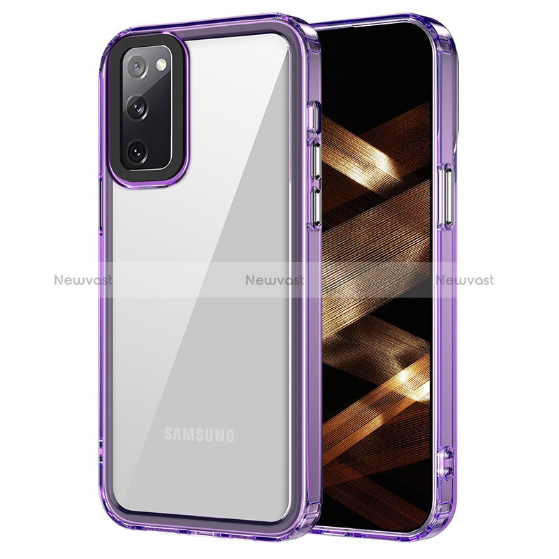 Silicone Transparent Frame Case Cover AC1 for Samsung Galaxy S20 FE 4G Clove Purple