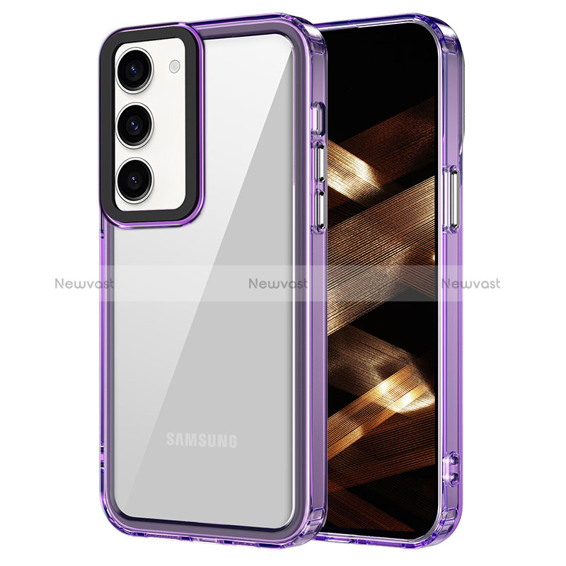 Silicone Transparent Frame Case Cover AC1 for Samsung Galaxy S23 Plus 5G Clove Purple