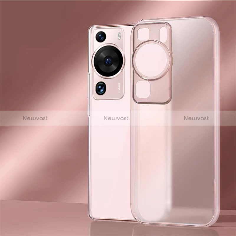 Silicone Transparent Frame Case Cover for Huawei P60 Pro Pink