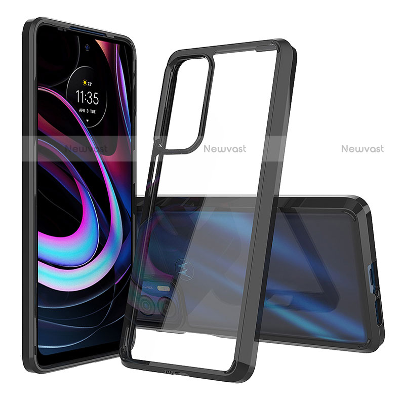 Silicone Transparent Frame Case Cover for Motorola Moto Edge (2021) 5G Black