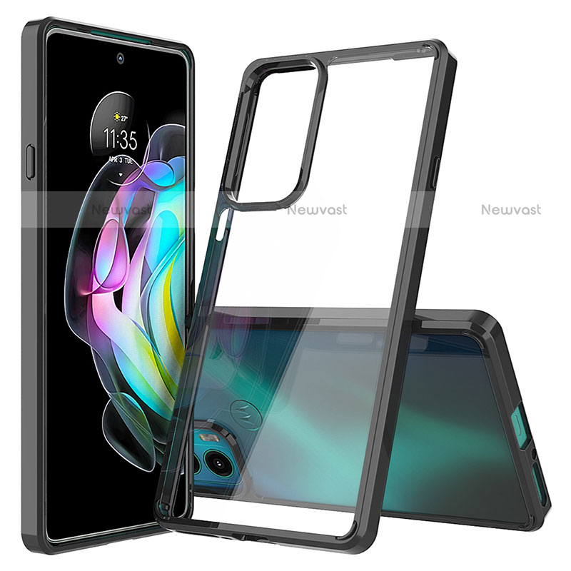 Silicone Transparent Frame Case Cover for Motorola Moto Edge Lite 5G Black