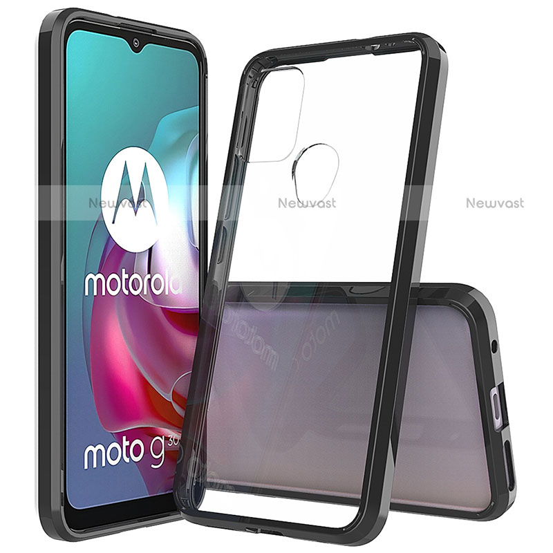 Silicone Transparent Frame Case Cover for Motorola Moto G10 Black