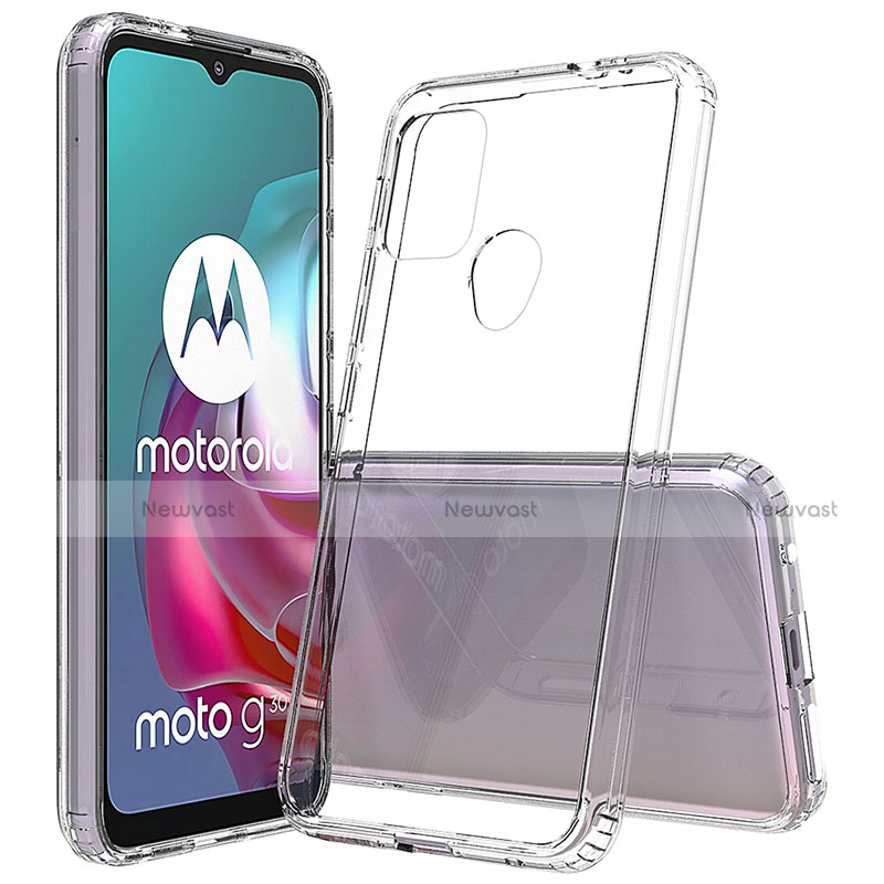 Silicone Transparent Frame Case Cover for Motorola Moto G30 Clear