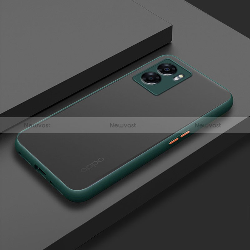Silicone Transparent Frame Case Cover for Oppo A56S 5G Midnight Green