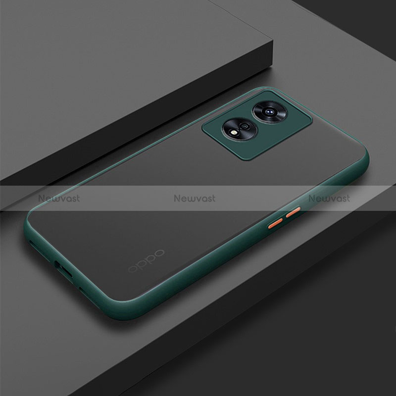 Silicone Transparent Frame Case Cover for Oppo A58 5G Midnight Green