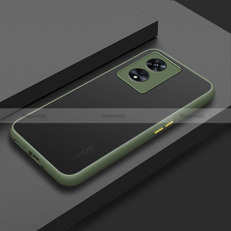 Silicone Transparent Frame Case Cover for Oppo A58x 5G Army green