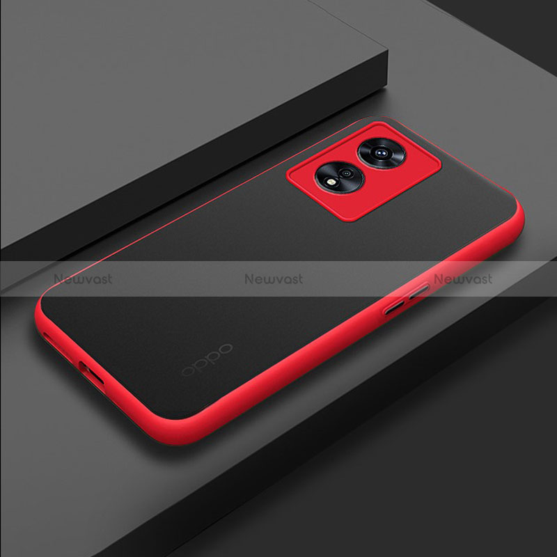 Silicone Transparent Frame Case Cover for Oppo A78 5G Red