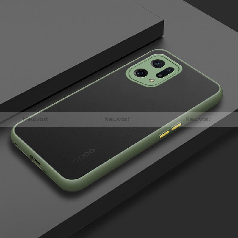 Silicone Transparent Frame Case Cover for Oppo Find X5 5G Army green
