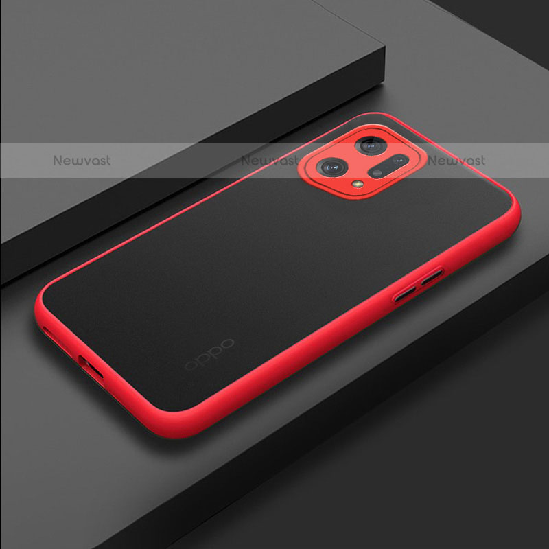 Silicone Transparent Frame Case Cover for Oppo Find X5 Pro 5G Red