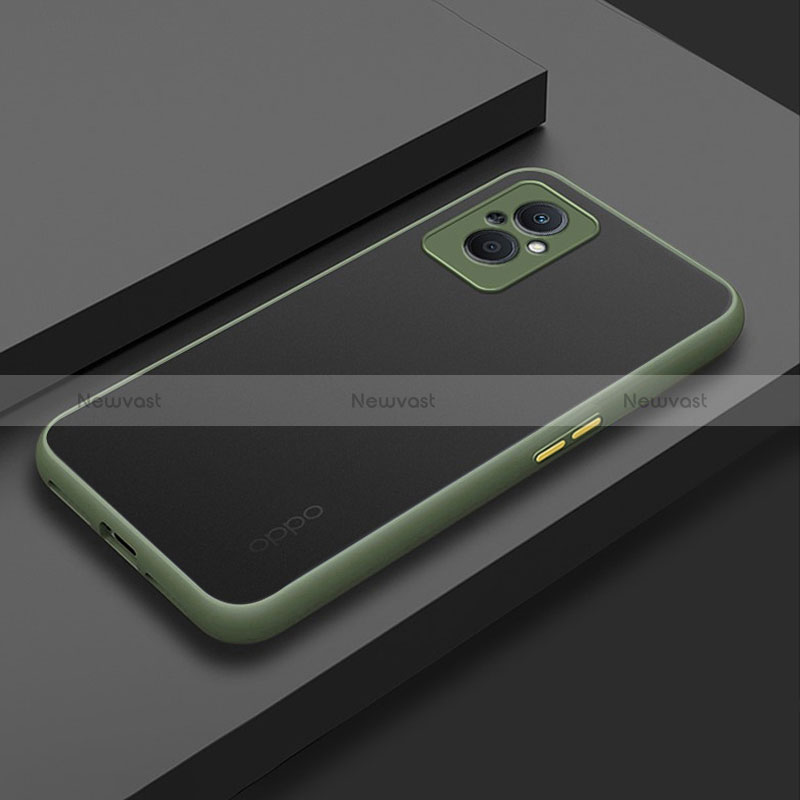 Silicone Transparent Frame Case Cover for Oppo Reno8 Lite 5G Army green
