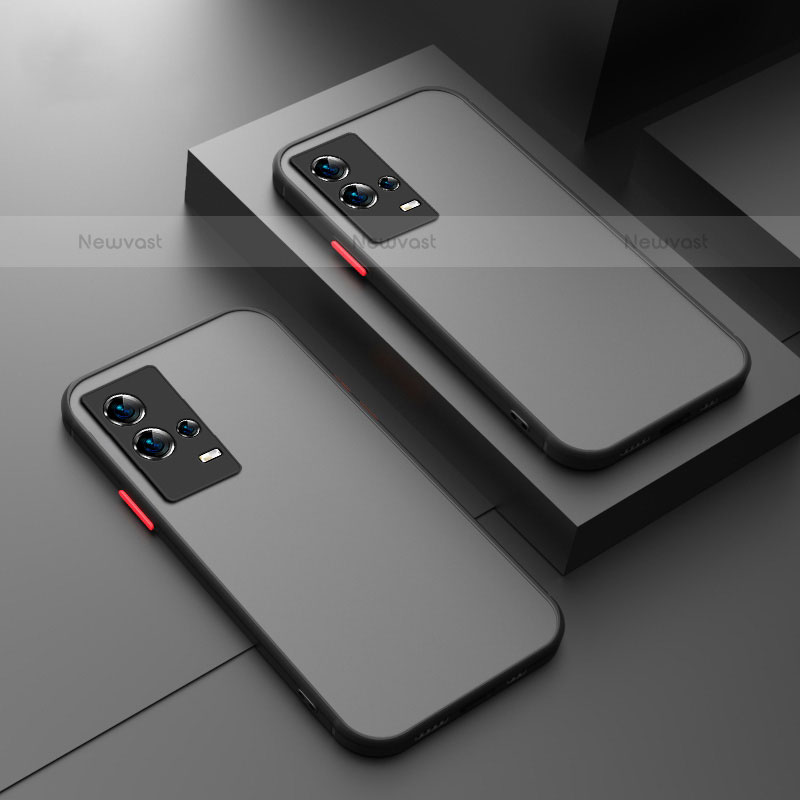 Silicone Transparent Frame Case Cover for Vivo iQOO 8 Pro 5G Black
