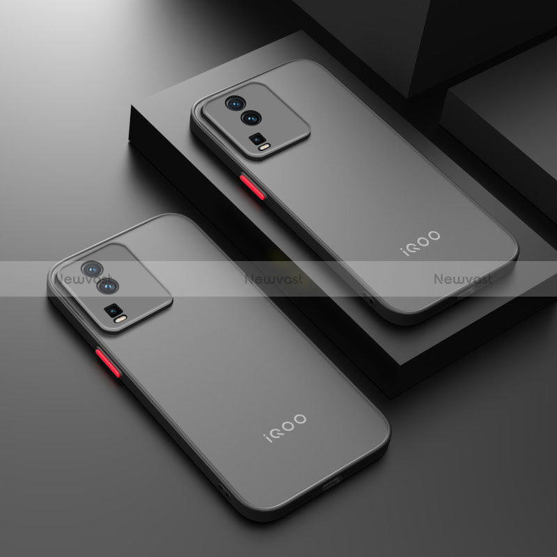 Silicone Transparent Frame Case Cover for Vivo iQOO Neo7 5G Black