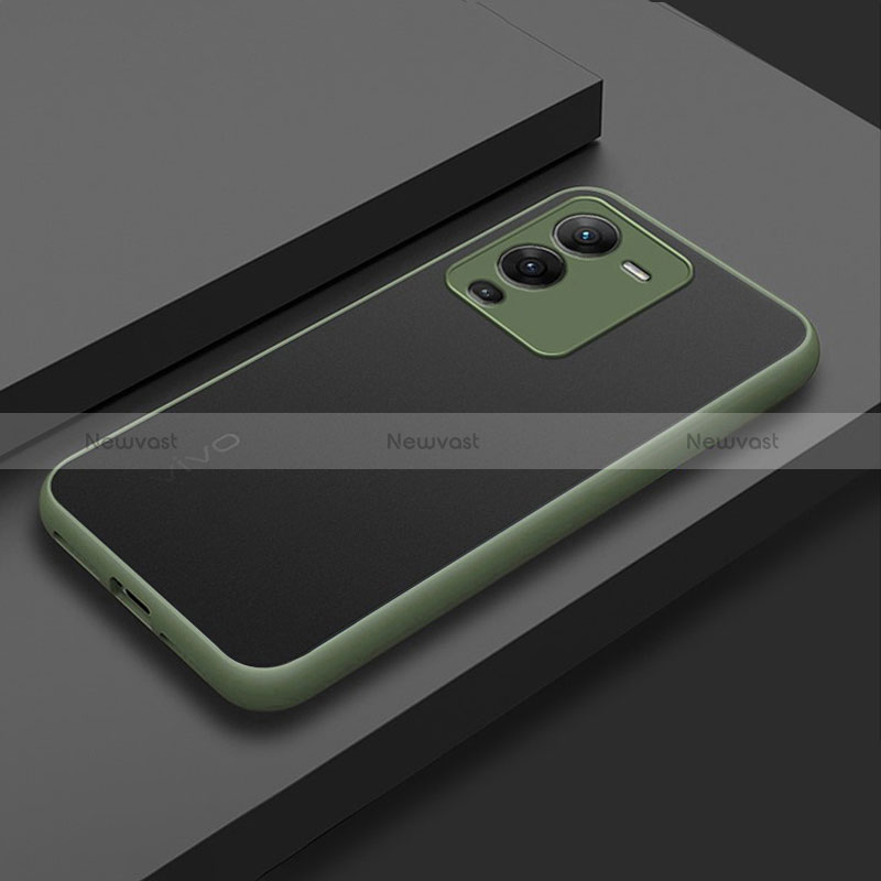 Silicone Transparent Frame Case Cover for Vivo V25 Pro 5G Army green