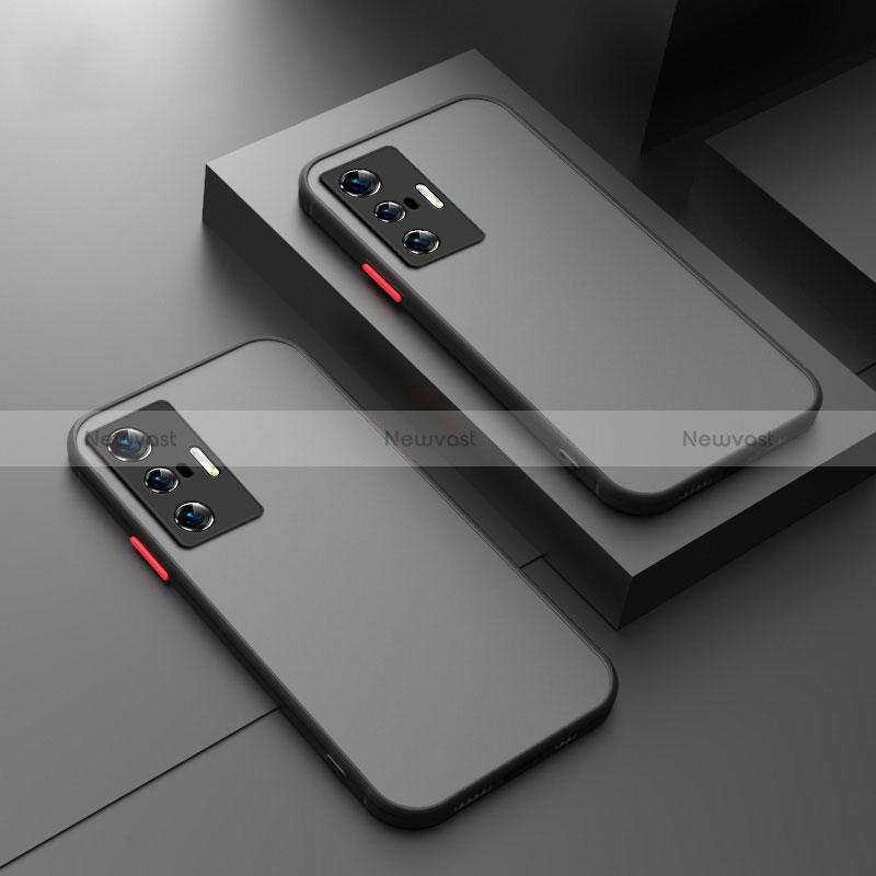 Silicone Transparent Frame Case Cover for Vivo X70 5G Black