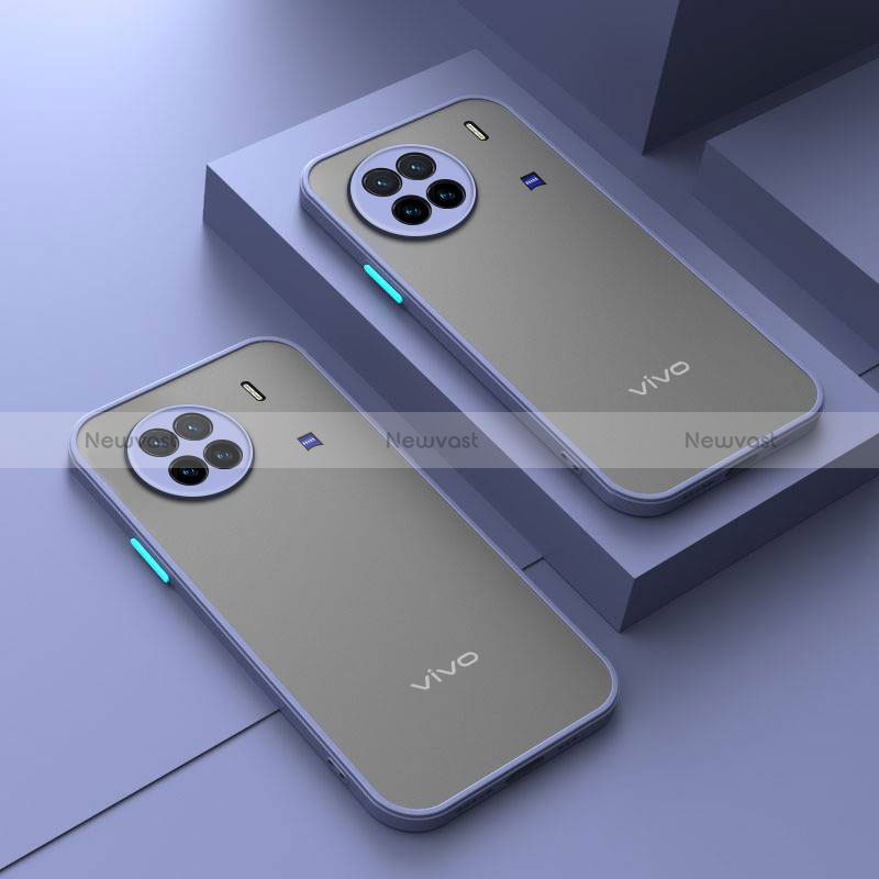 Silicone Transparent Frame Case Cover for Vivo X90 Pro 5G Clove Purple