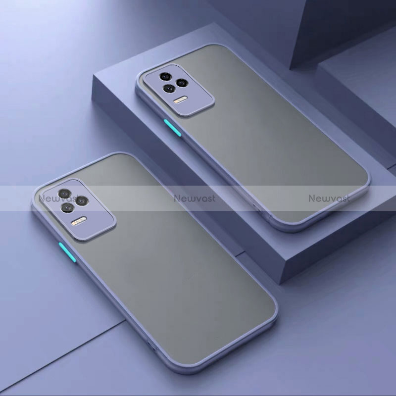 Silicone Transparent Frame Case Cover for Xiaomi Poco F4 5G Lavender Gray