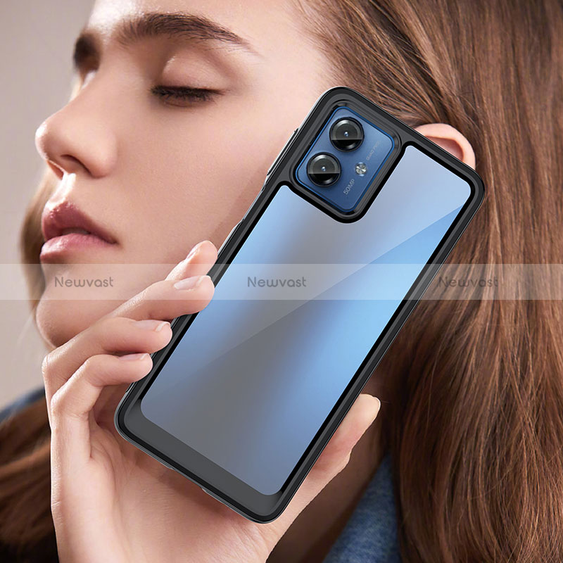 Silicone Transparent Frame Case Cover J01S for Motorola Moto G14