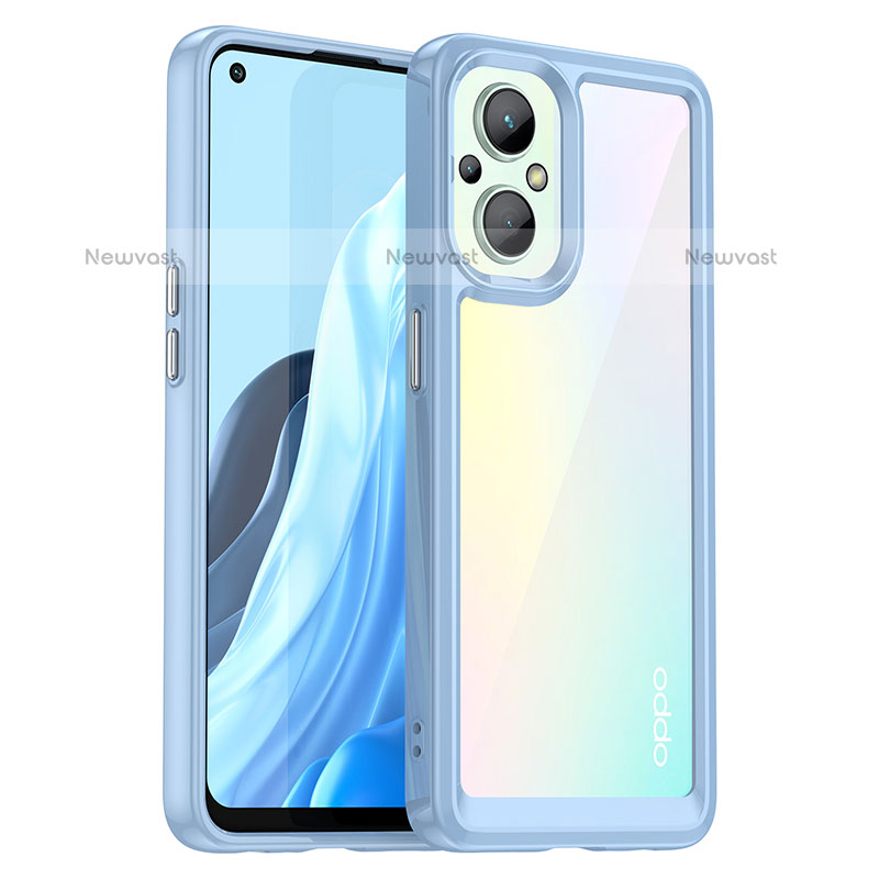 Silicone Transparent Frame Case Cover J01S for OnePlus Nord N20 5G Blue