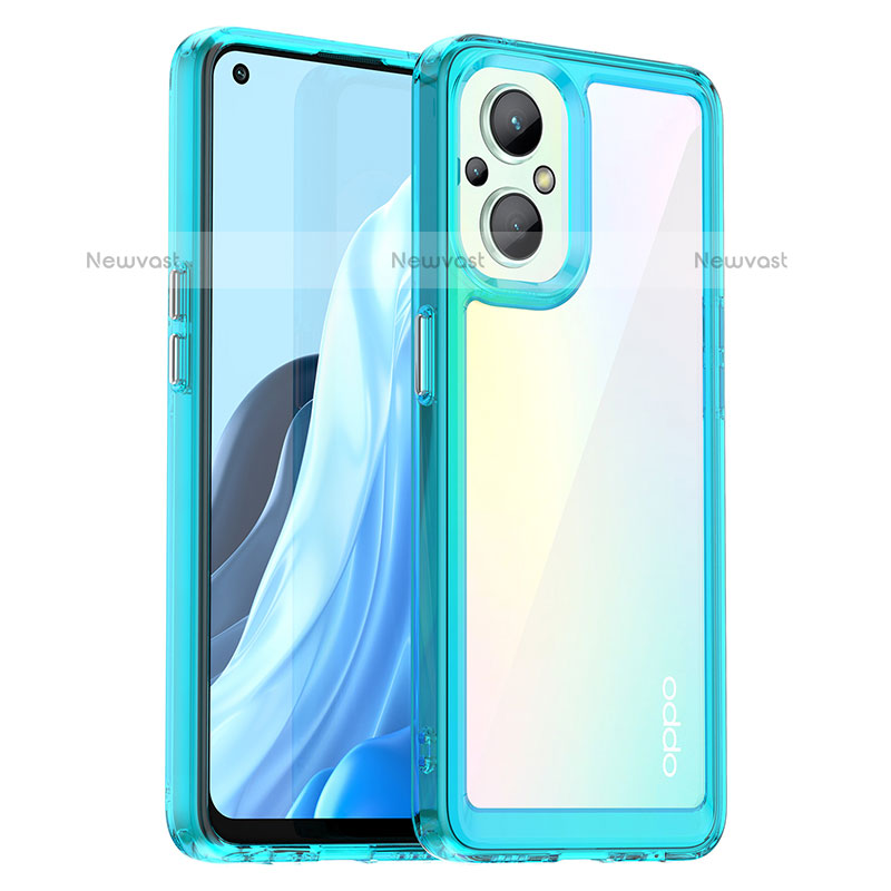 Silicone Transparent Frame Case Cover J01S for OnePlus Nord N20 5G Cyan