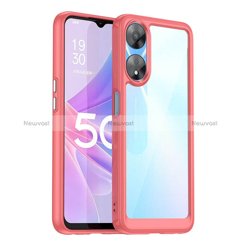 Silicone Transparent Frame Case Cover J01S for Oppo A58 5G