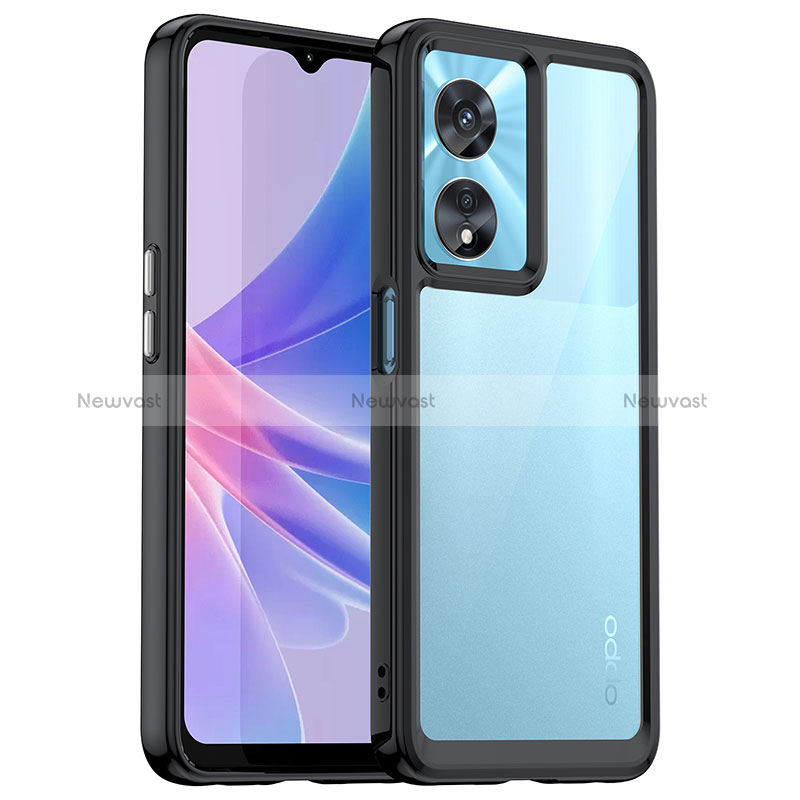 Silicone Transparent Frame Case Cover J01S for Oppo A78 5G Black