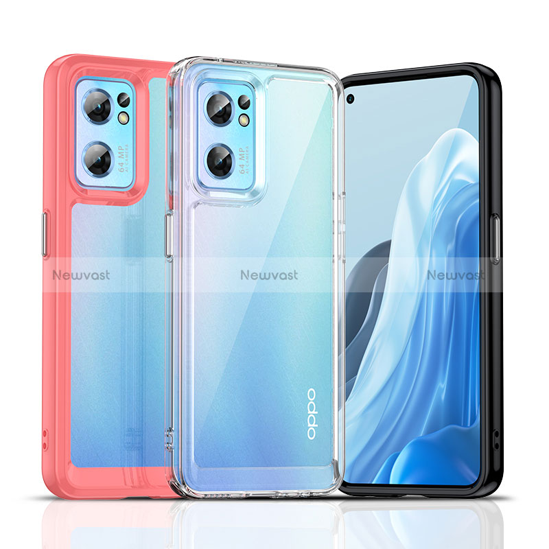 Silicone Transparent Frame Case Cover J01S for Oppo Find X5 Lite 5G