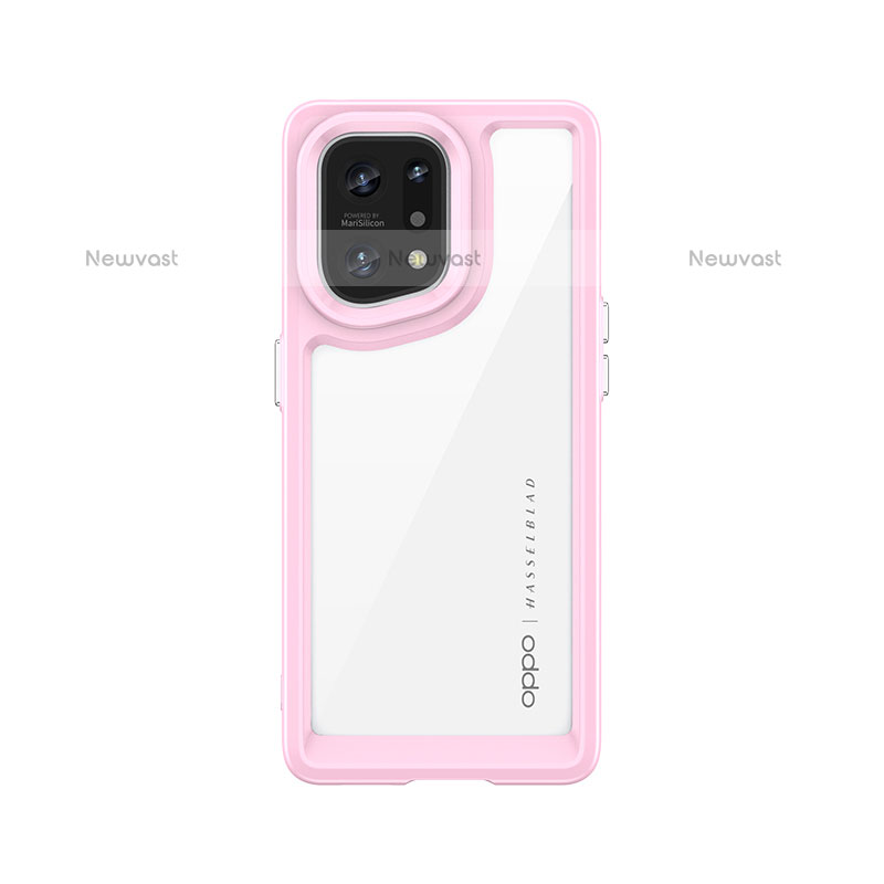 Silicone Transparent Frame Case Cover J01S for Oppo Find X5 Pro 5G