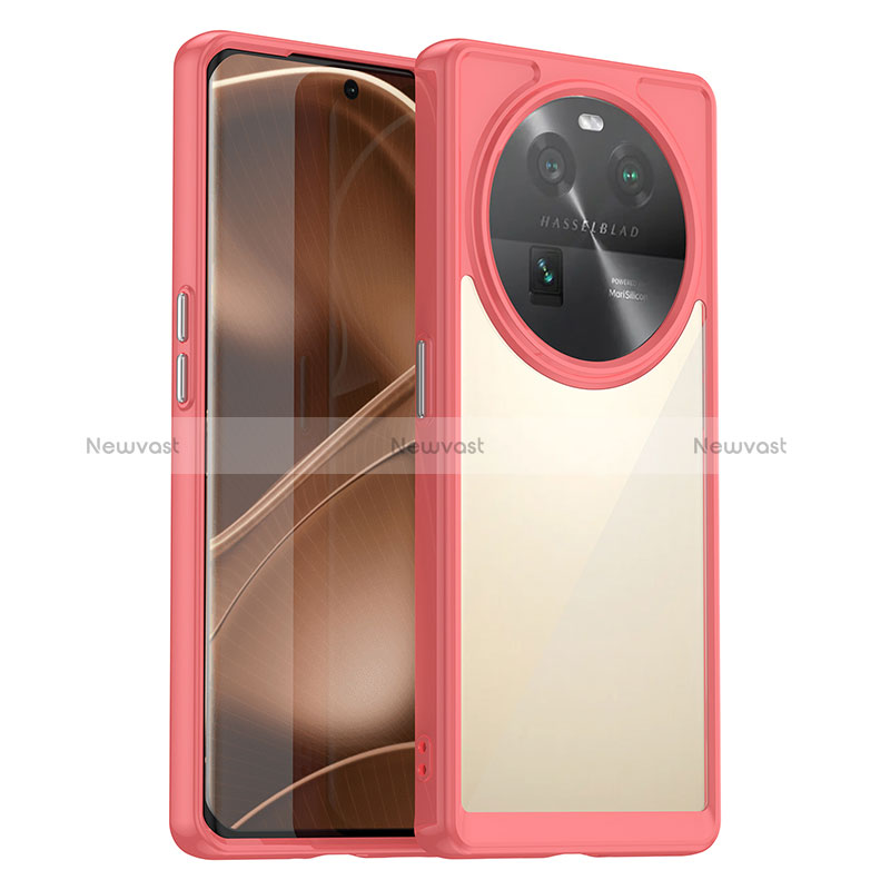 Silicone Transparent Frame Case Cover J01S for Oppo Find X6 Pro 5G