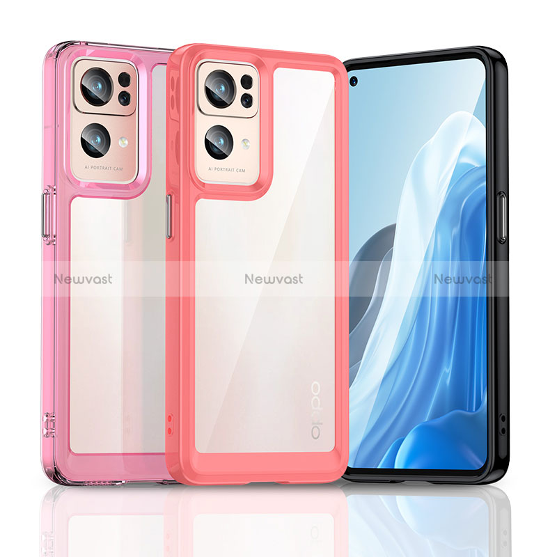 Silicone Transparent Frame Case Cover J01S for Oppo Reno7 Pro 5G