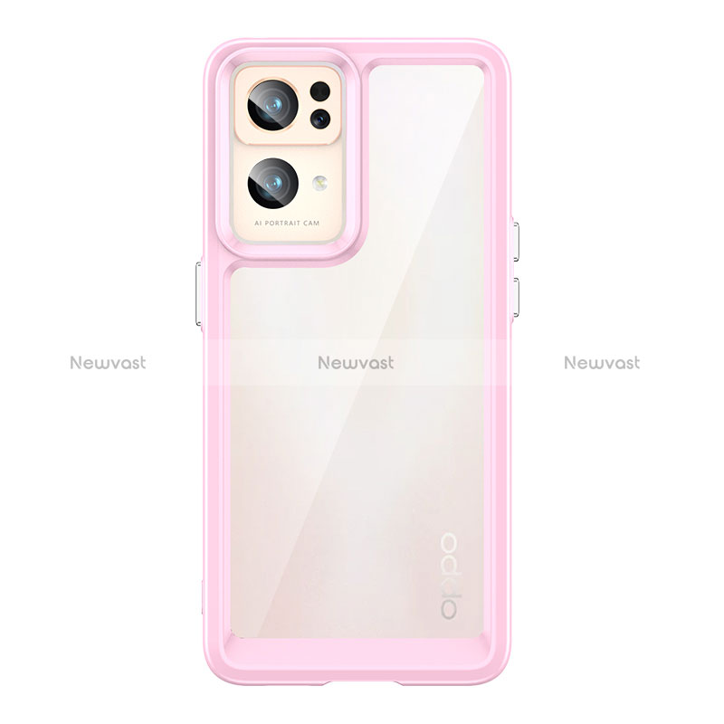 Silicone Transparent Frame Case Cover J01S for Oppo Reno7 Pro 5G