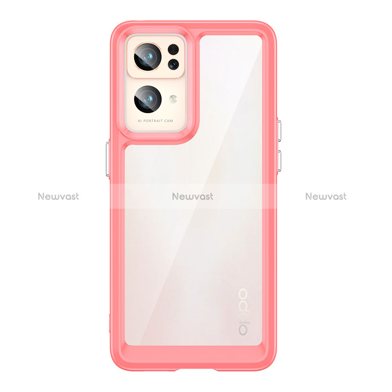 Silicone Transparent Frame Case Cover J01S for Oppo Reno7 Pro 5G Red