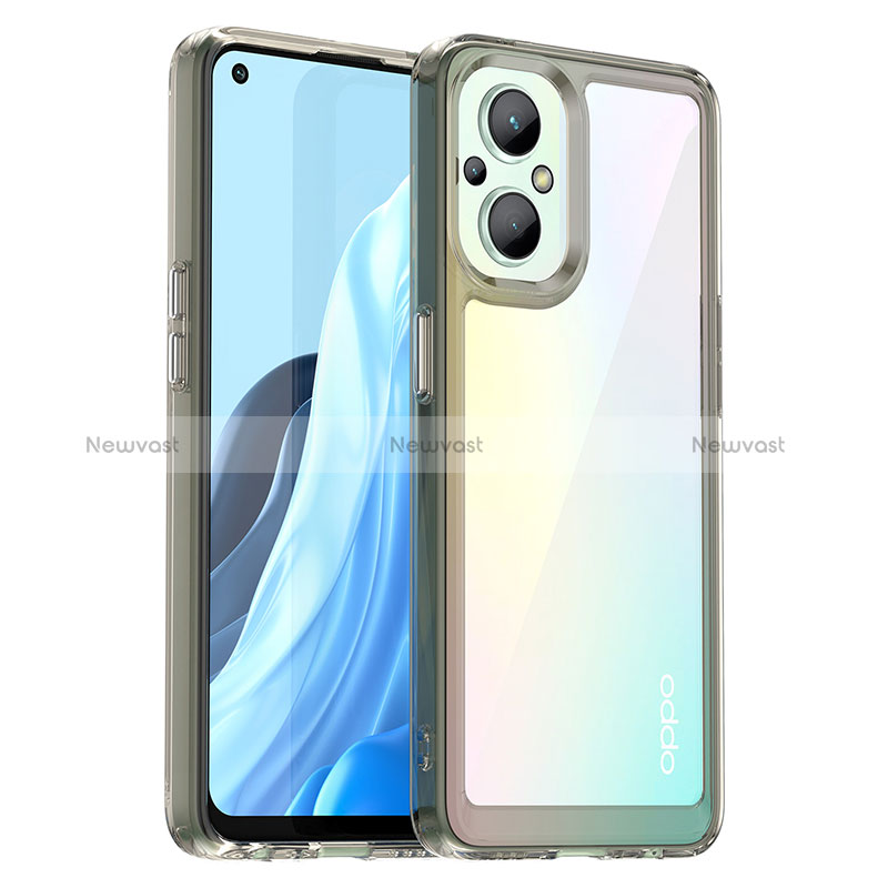 Silicone Transparent Frame Case Cover J01S for Oppo Reno7 Z 5G Gray