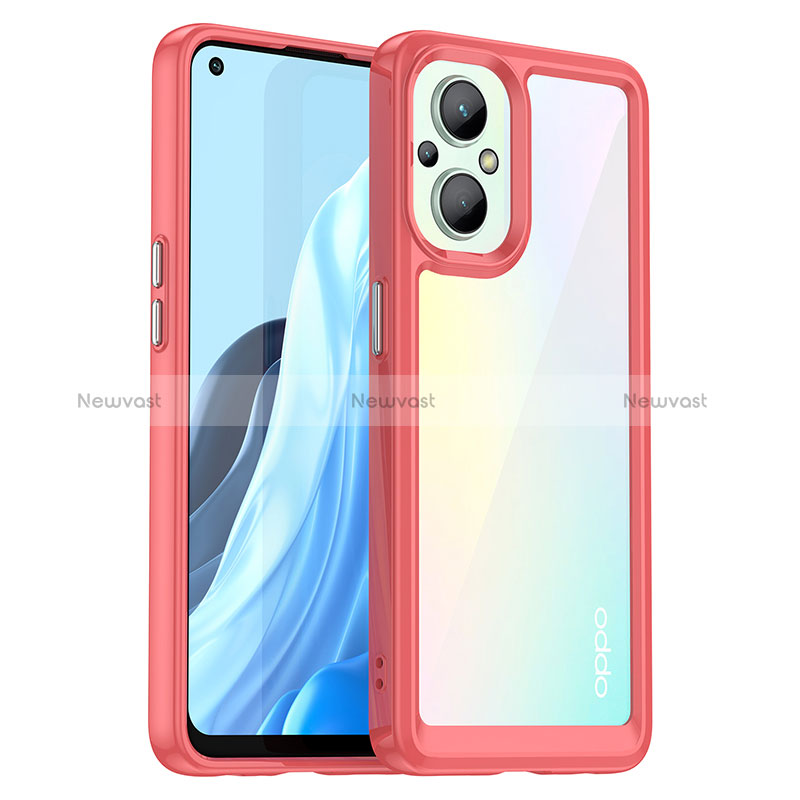 Silicone Transparent Frame Case Cover J01S for Oppo Reno7 Z 5G Red