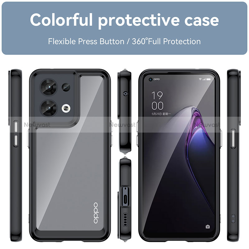 Silicone Transparent Frame Case Cover J01S for Oppo Reno8 5G