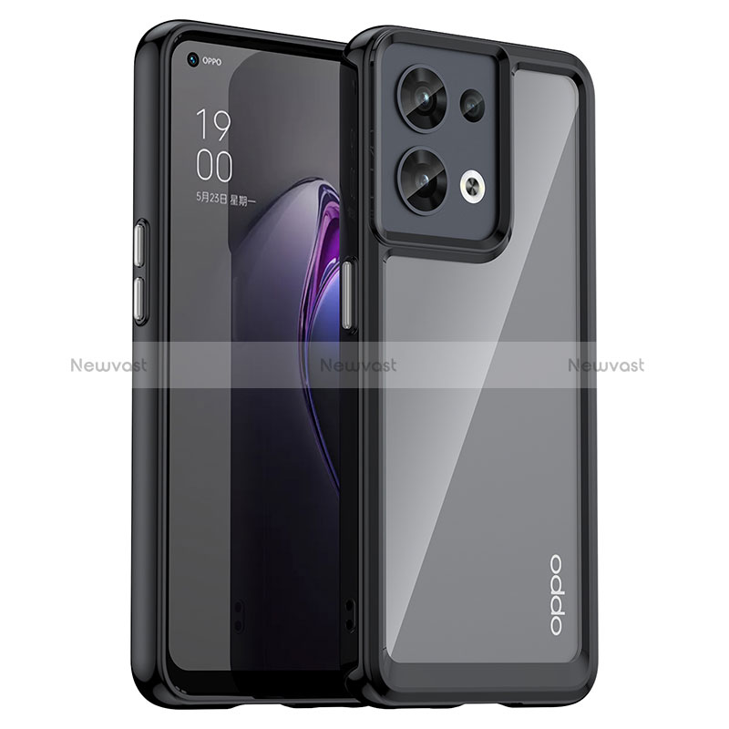 Silicone Transparent Frame Case Cover J01S for Oppo Reno8 5G