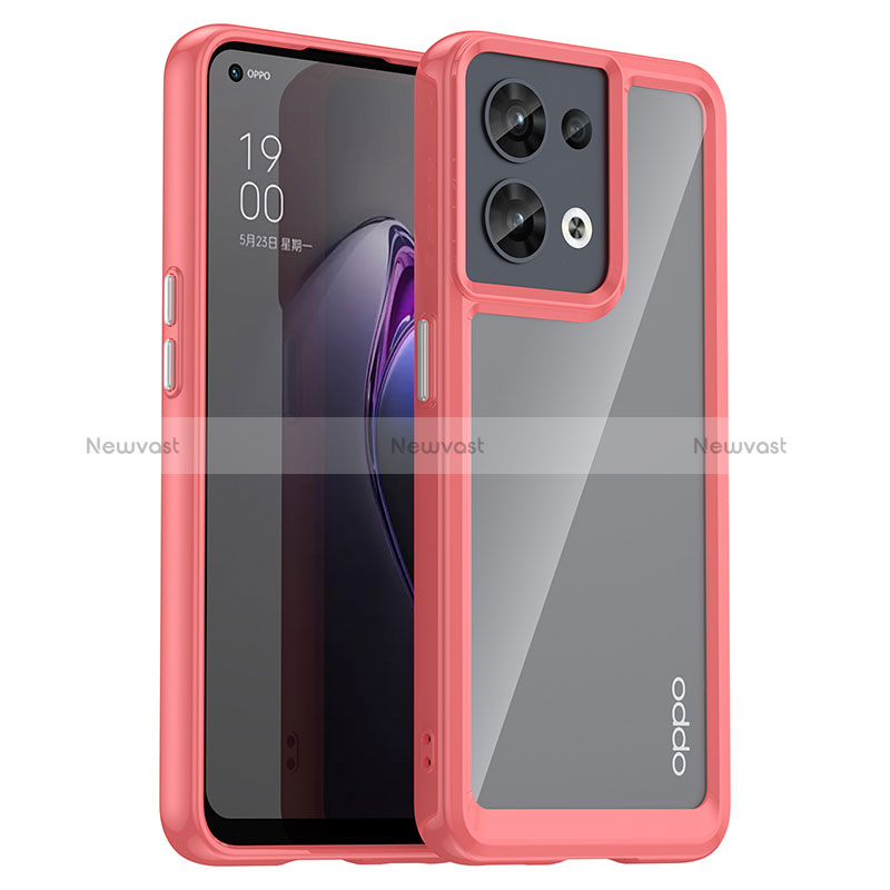Silicone Transparent Frame Case Cover J01S for Oppo Reno8 5G Red