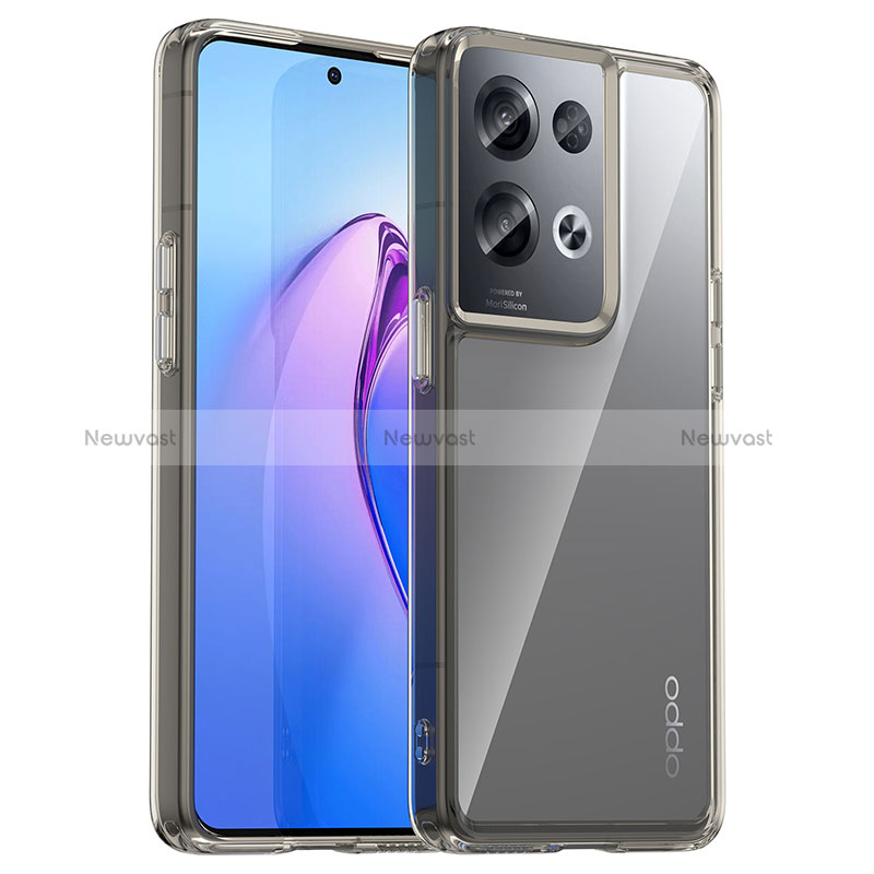 Silicone Transparent Frame Case Cover J01S for Oppo Reno8 Pro 5G Gray