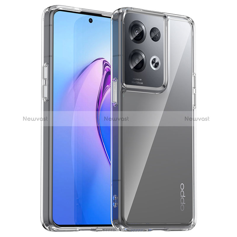 Silicone Transparent Frame Case Cover J01S for Oppo Reno8 Pro+ Plus 5G Clear